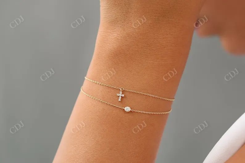 0.07CTW Moissanite Cross Diamond Bracelet