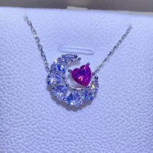 1 Carat Moissanite 925 Sterling Silver Heart Necklace