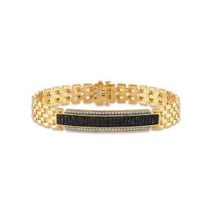 1 CTW Diamond Rolex-look ID 8.5-inch Bracelet in 10KT Yellow Gold Plated Sterling Silver