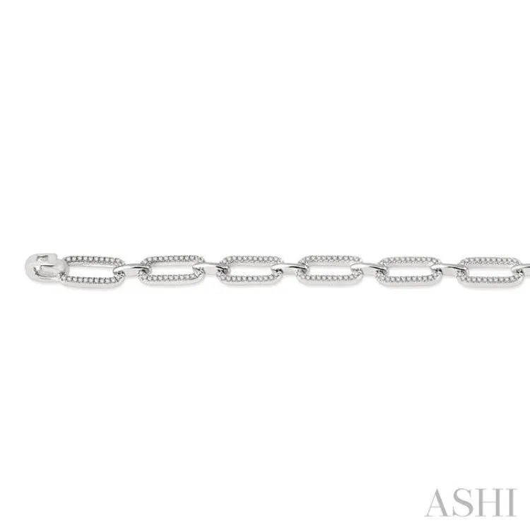 1 ctw Round Cut Diamond Paper Clip Bracelet in 14K White Gold