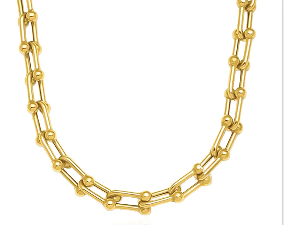 10K U Shape Link Chain Necklace -SS