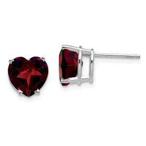 10k White Gold Plated 2 Carat Heart Created Garnet Sapphire Stud Earrings