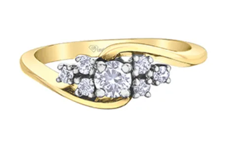 10K Yellow/White Gold Canadian Diamond and Diamond Shoulder Stone Engagement Ring