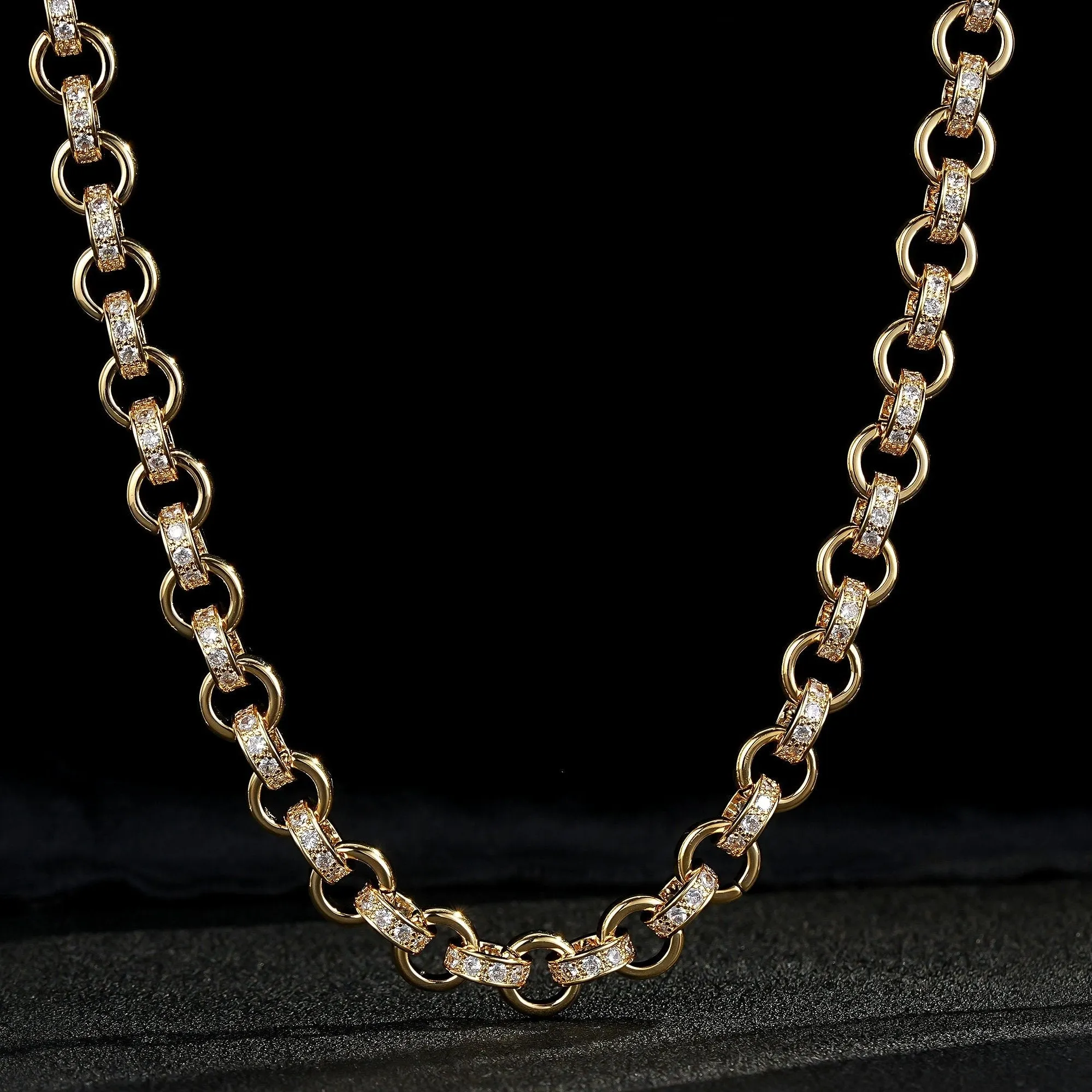 10mm Gold Filled Alternate Pattern Belcher Chain with Albert Clasp 24 Inch