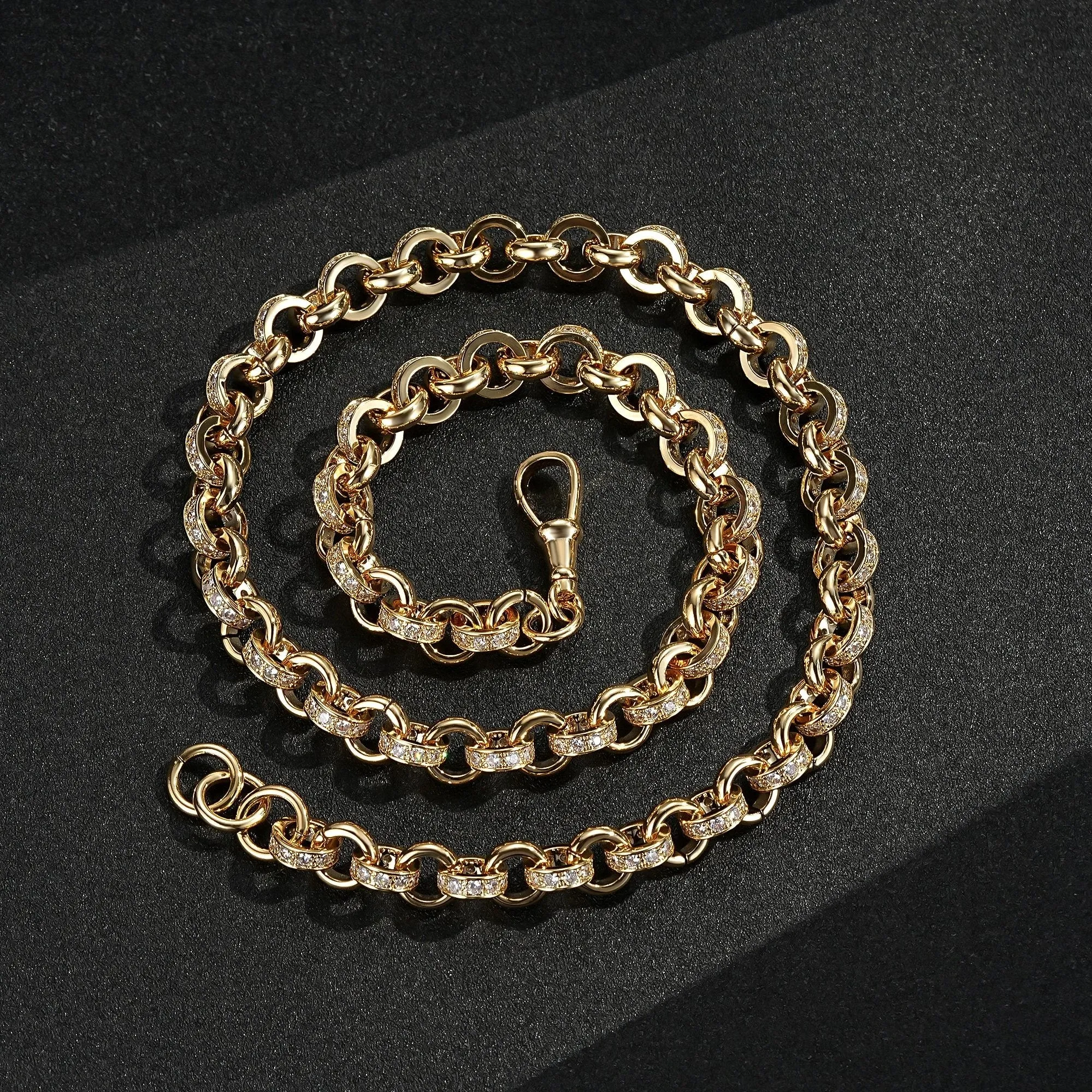 10mm Gold Filled Alternate Pattern Belcher Chain with Albert Clasp 24 Inch