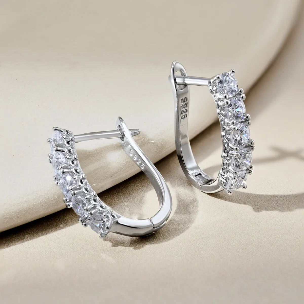 1.2 Carat TW CZ Modern Oval Huggies Hoop Earrings