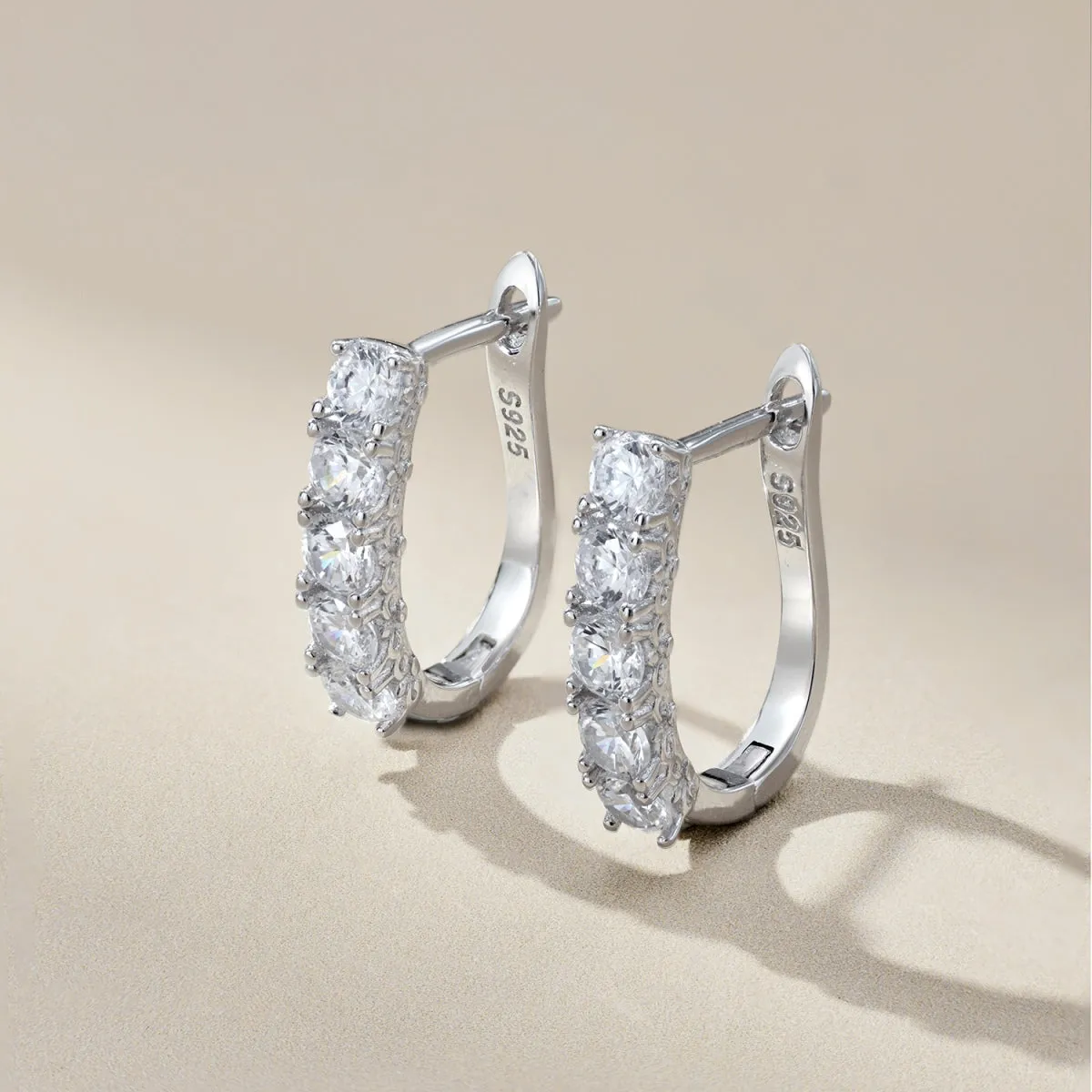 1.2 Carat TW CZ Modern Oval Huggies Hoop Earrings