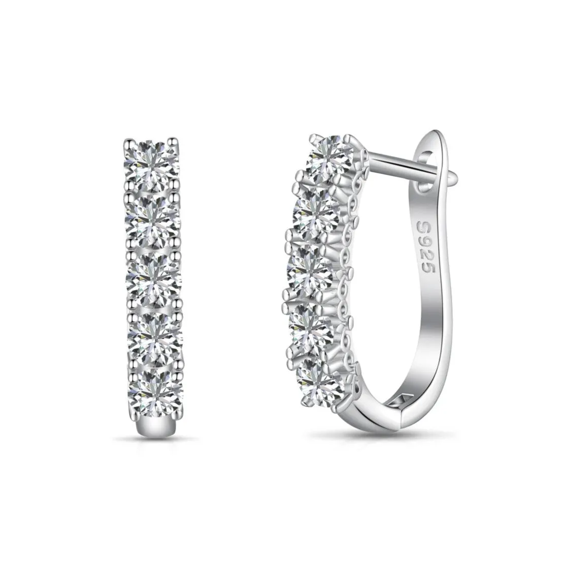 1.2 Carat TW CZ Modern Oval Huggies Hoop Earrings