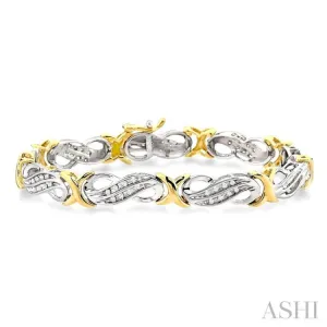 1/2 Ctw Single Cut Diamond Fancy Bracelet in 10K white and yellow Gold