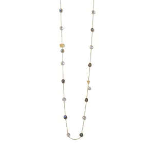 14 Karat Gold Plated Labradorite and Clear Quartz Endless Necklace