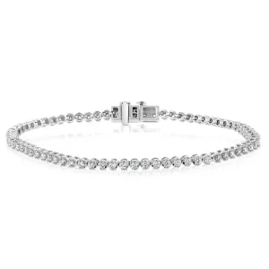 14ct White Gold 1.20 Carat Diamond Tennis Bracelet With 70 Brilliant Diamonds 18cm