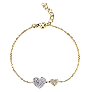 14k Gold & Diamond Double Heart Bracelet - 0.21ct