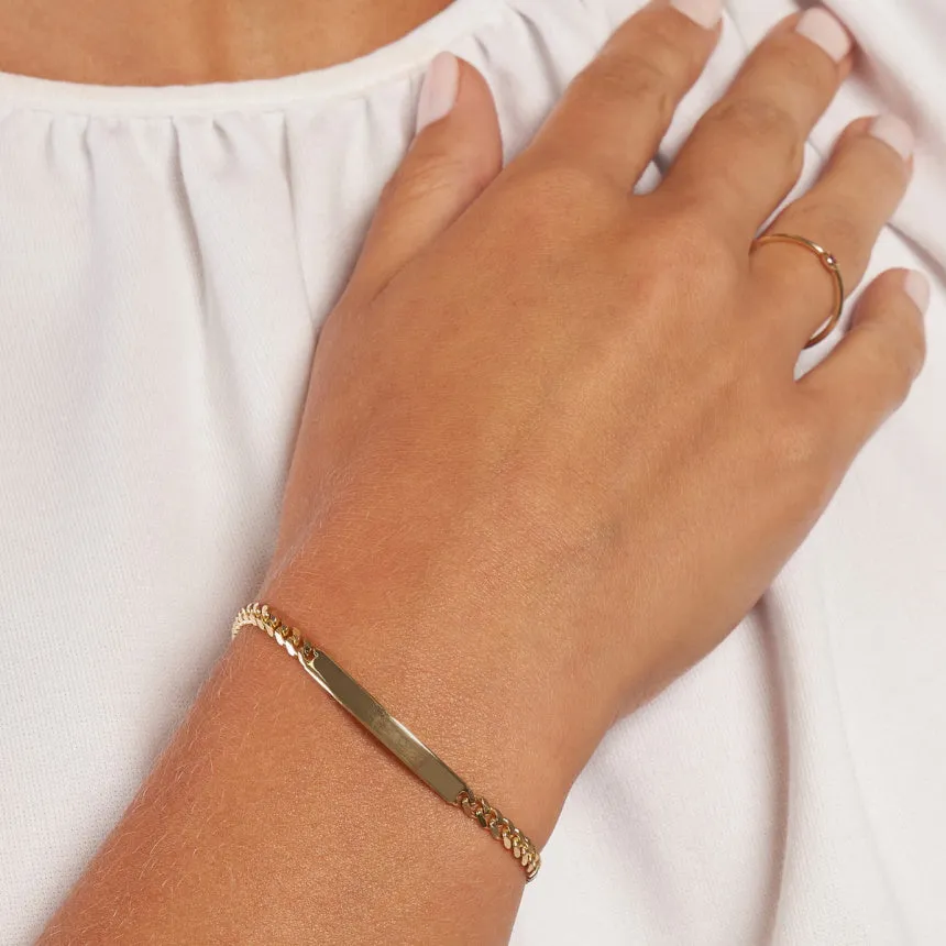 14K Gold Engravable Bar Bracelet