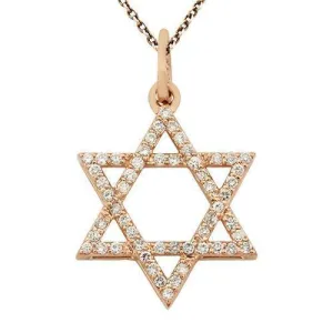 14k Rose Gold Diamond Star of David Pendant 0.9 Ctw