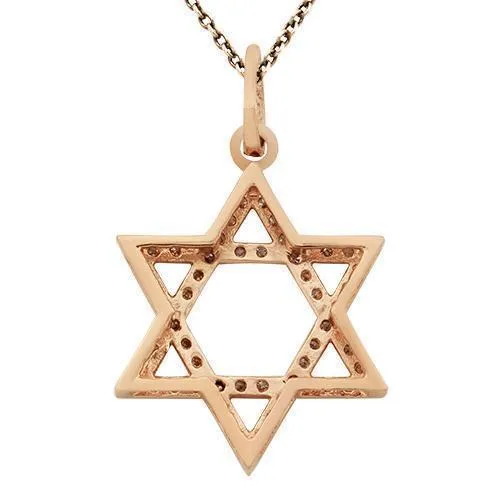 14k Rose Gold Diamond Star of David Pendant 0.9 Ctw