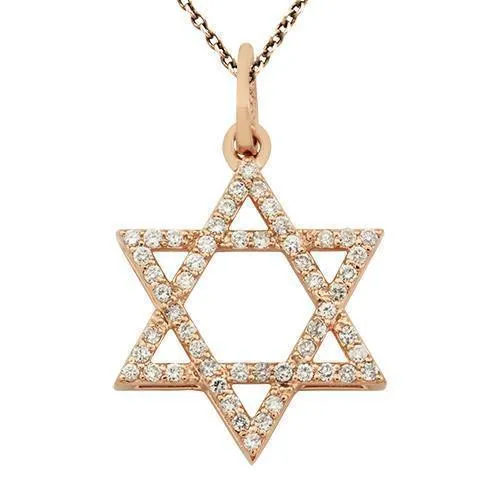 14k Rose Gold Diamond Star of David Pendant 0.9 Ctw