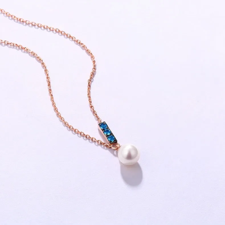 14K Rose Gold Jewelry  Pearl Necklace Pendant all-match gold custom simple and elegant