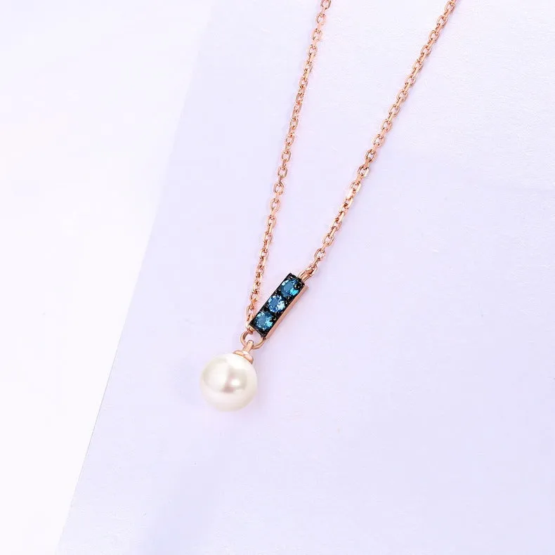 14K Rose Gold Jewelry  Pearl Necklace Pendant all-match gold custom simple and elegant