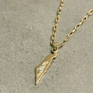 14k Solid Gold Israel Diamond Pendant