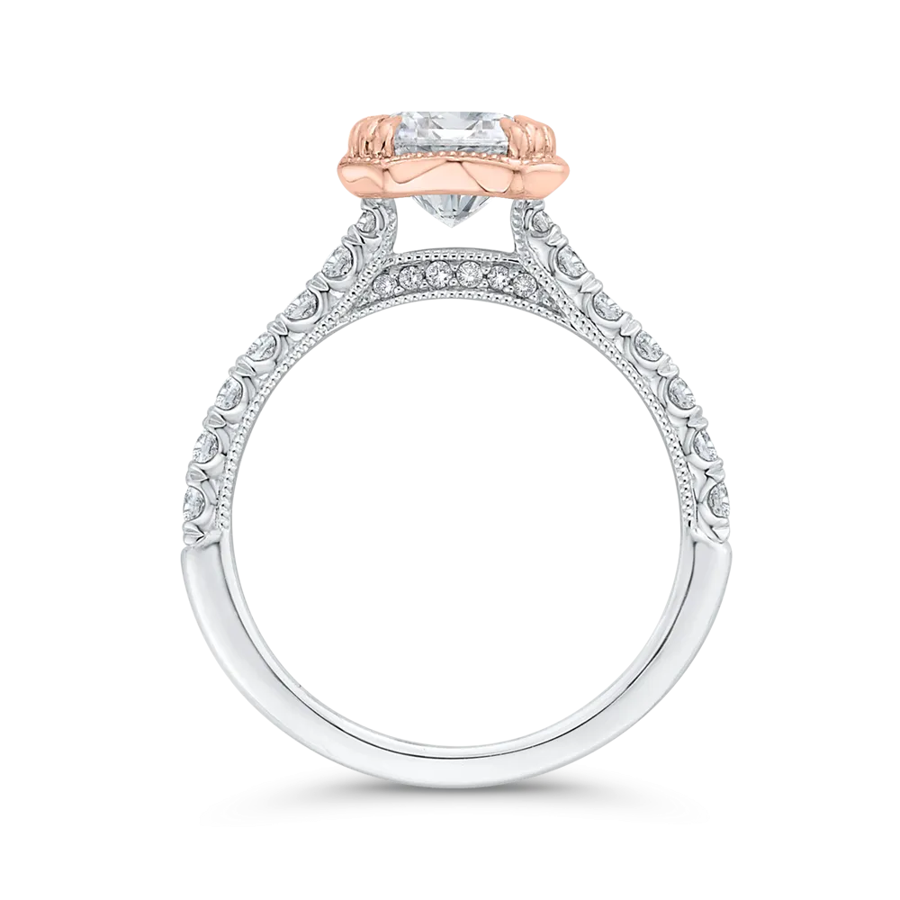 14K Two-Tone Gold Diamond Engagement Ring (Semi-Mount)