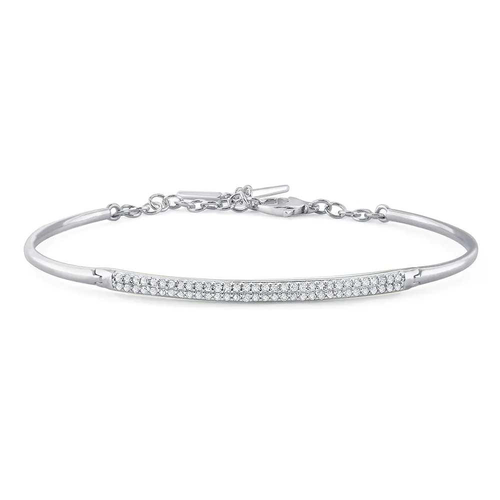 14k White Gold and Diamond Adjustable Bangle Bracelet (I6591)