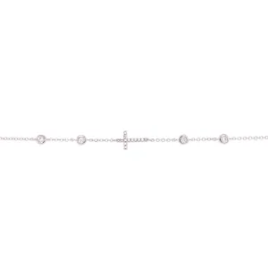 14K White Gold Diamond Cross Bracelet