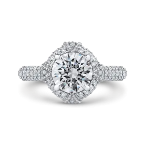 14K White Gold Round Diamond Engagement Ring (Semi Mount)