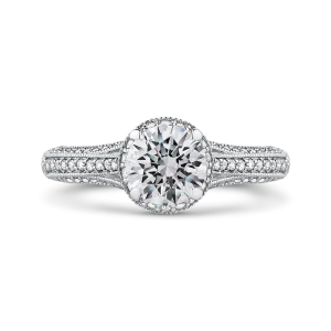 14K White Gold Round Diamond Engagement Ring with Split Shank (Semi Mount)