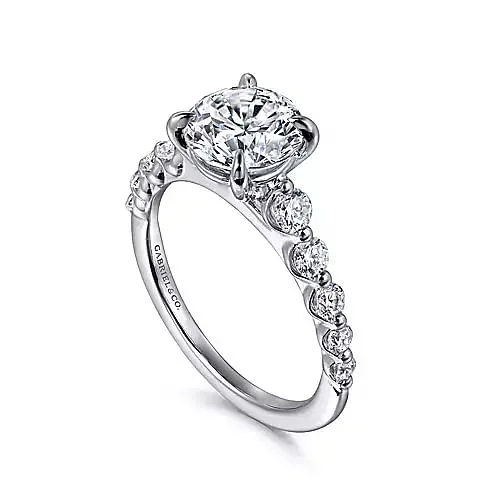 14K White Gold Round Diamond Engagement Ring