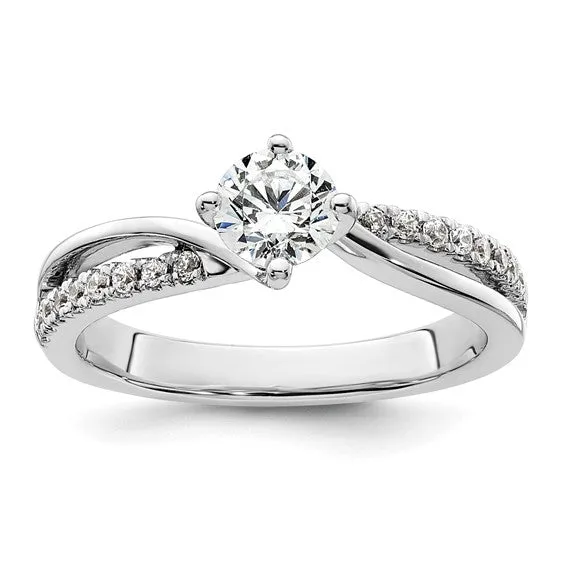 14k White Gold Round Lab-Grown Diamond VS/SI GH Round By-Pass Complete Engagement Rings