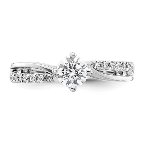 14k White Gold Round Lab-Grown Diamond VS/SI GH Round By-Pass Complete Engagement Rings