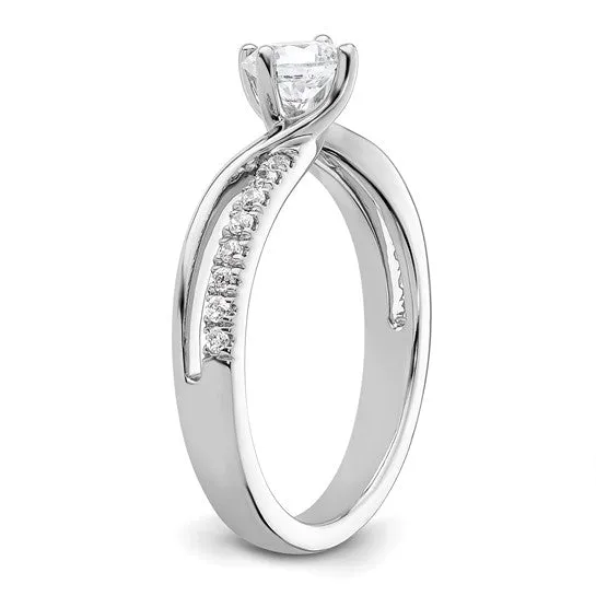 14k White Gold Round Lab-Grown Diamond VS/SI GH Round By-Pass Complete Engagement Rings