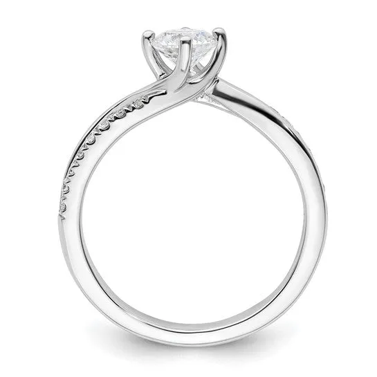 14k White Gold Round Lab-Grown Diamond VS/SI GH Round By-Pass Complete Engagement Rings