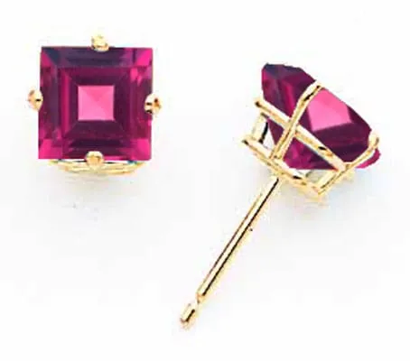 14k Yellow Gold 6MM Princess Cut Rhodalite Garnet