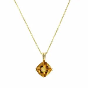 14K Yellow Gold Cushion Citrine Pendant