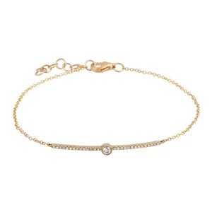 14K Yellow Gold Diamond Bar Stackable Bracelet