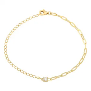 14K Yellow Gold Diamond Mixed Chain Bracelet