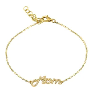 14k Yellow Gold Diamond Mom Bracelet