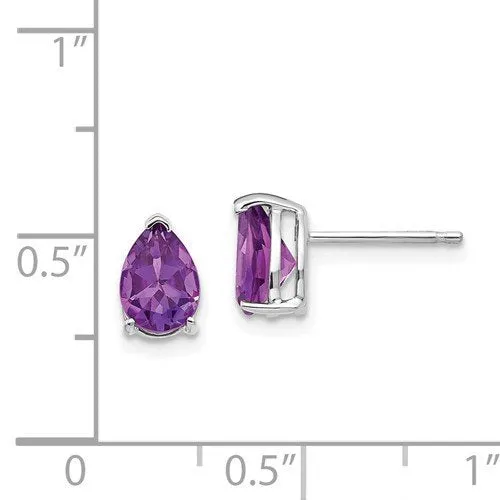 14KT GOLD 1.30 CTW PEAR SHAPE AMETHYST EARRINGS