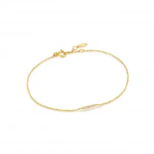 14KT Gold Diamond Bar Bracelet with 7 Diamonds - Adjustable Length