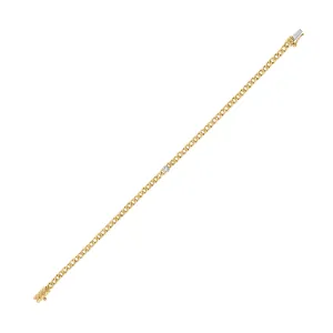 14KT GOLD DIAMOND BEZEL CURB LINK BRACELET