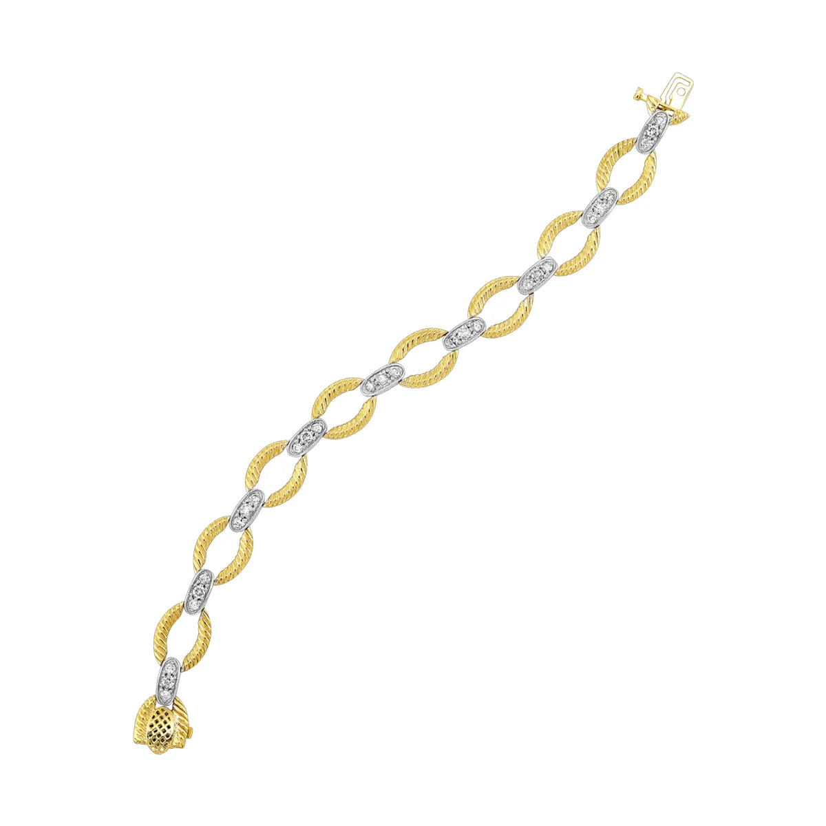 14Kt White Yellow Gold Diamond 2Ctw Bracelet