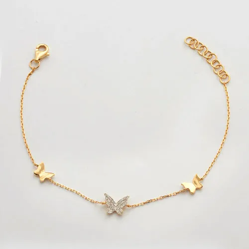 14KY 0.15CTW DIAMOND BUTTERFLY BRACELET