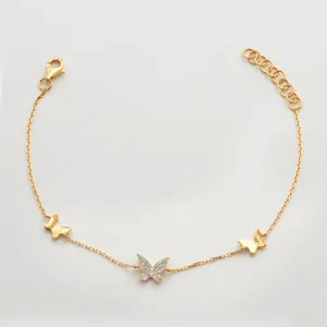 14KY 0.15CTW DIAMOND BUTTERFLY BRACELET