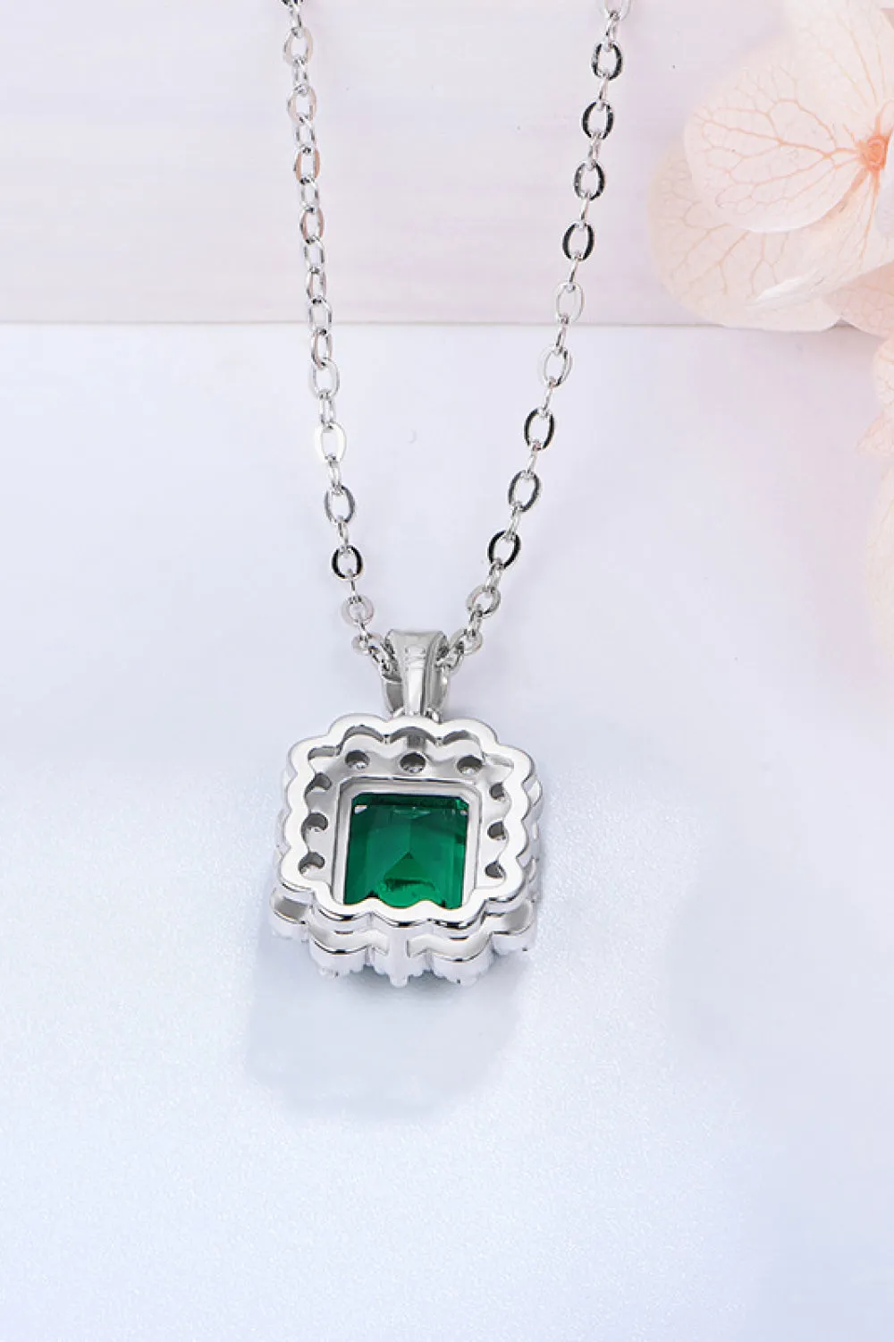 1.5 Carat Lab-Grown Emerald Pendant 925 Sterling Silver Necklace