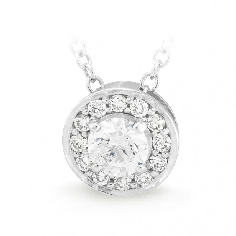 18ct Halo Set with centre Diamond Pendant