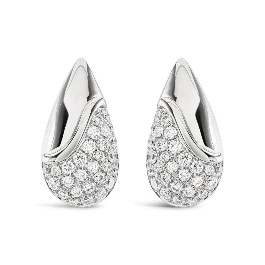 18ct White Gold Pear Shaped Pave Set Diamond Stud Earrings