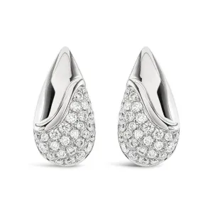 18ct White Gold Pear Shaped Pave Set Diamond Stud Earrings