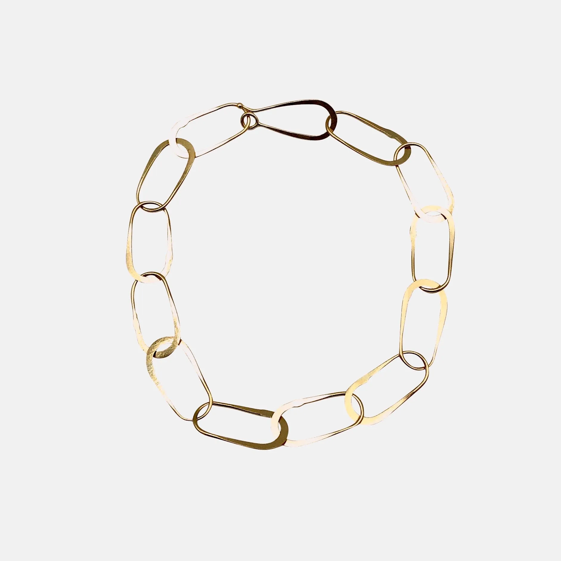 18k Gold Handmade Aria Oval Links Chain Bracelet