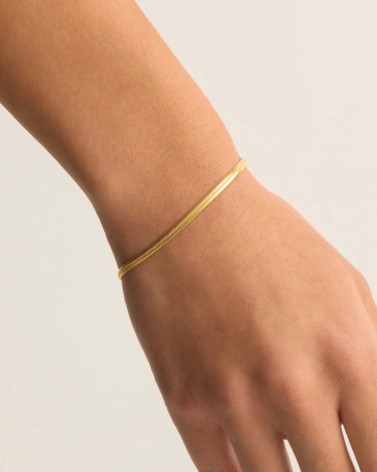 18k Gold Vermeil Herringbone Chain Bracelet